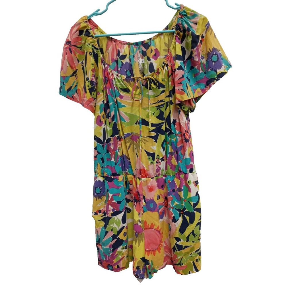 Trina‎ Turk Womens Romper Size 6 Multicolor Silk Floral Tropical Vacation Resort